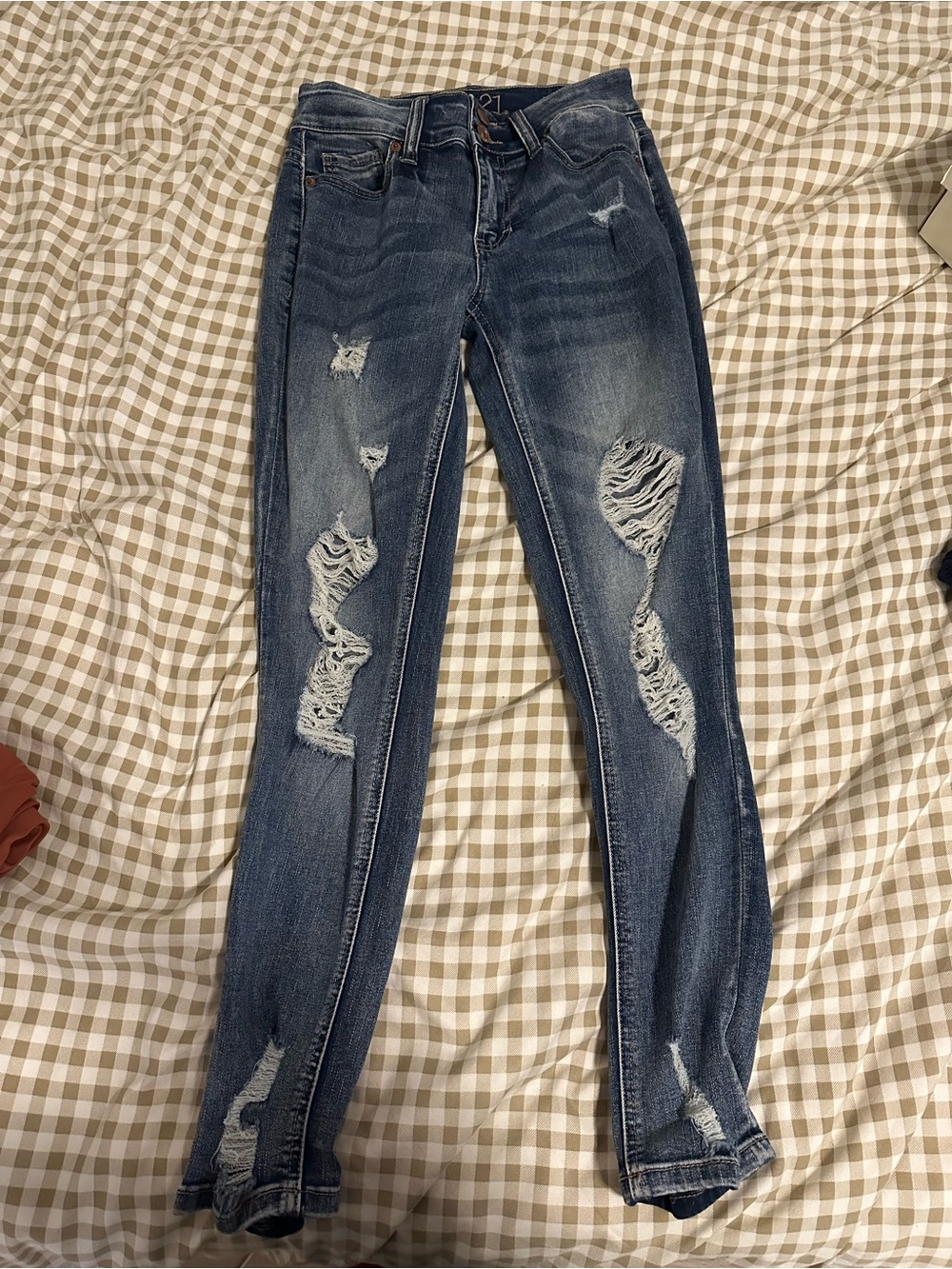 Rue21 Dark Wash Distressed Skinny Jeans